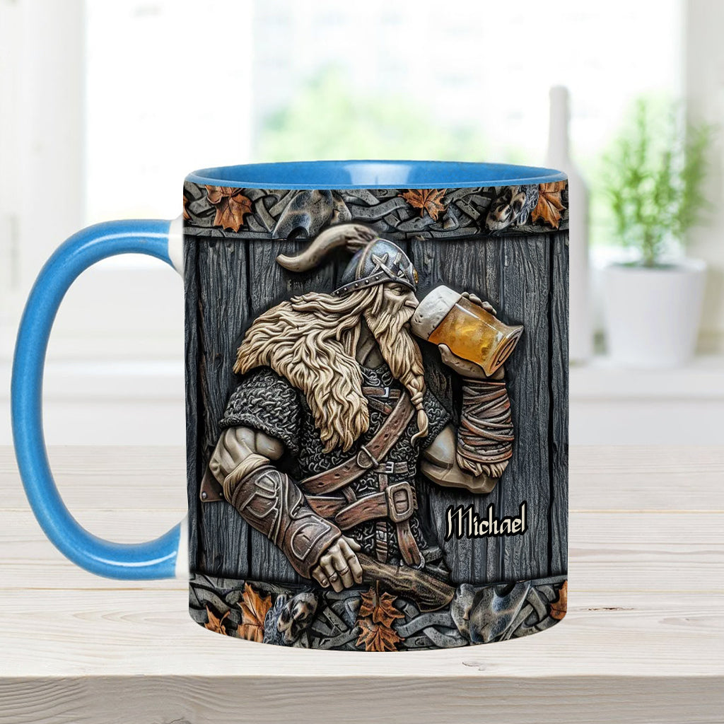 Viking Drinking Beer - Personalized Viking Accent Mug