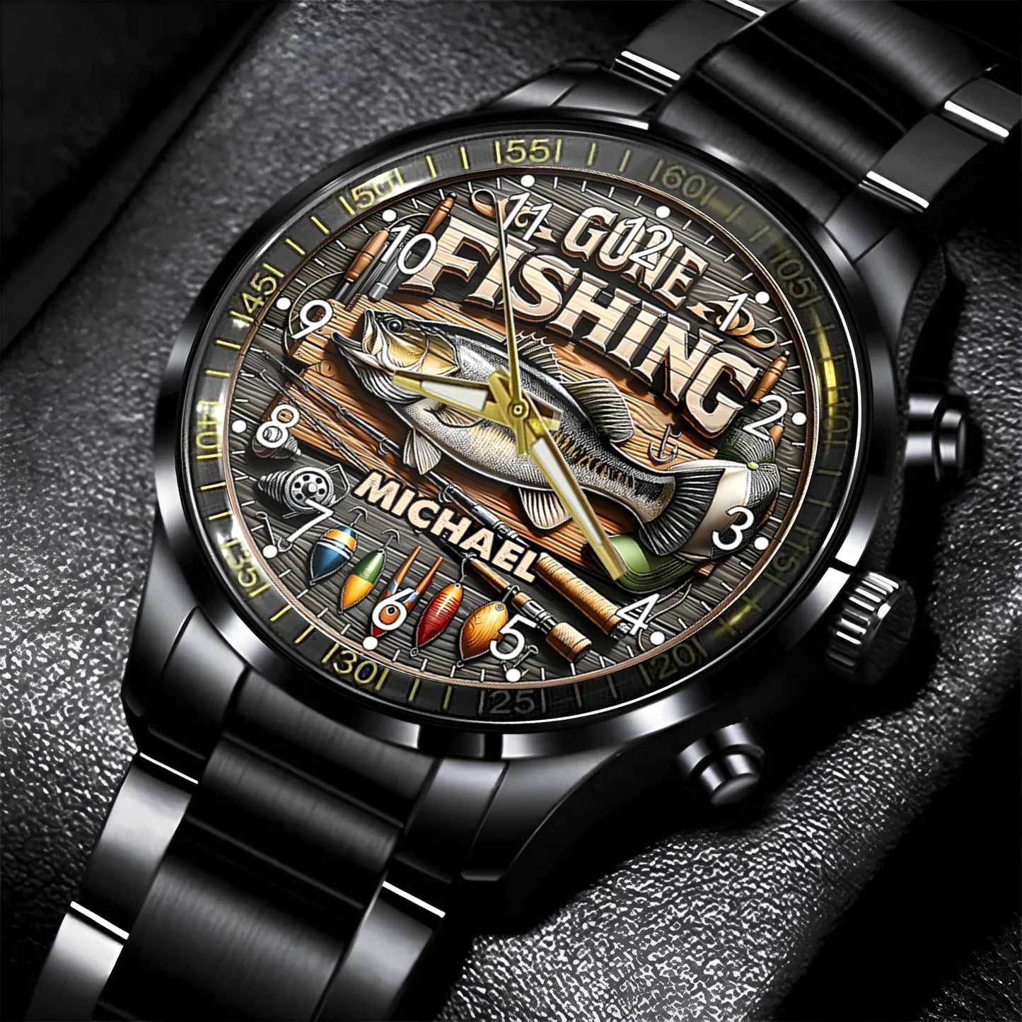 Passionné de pêche ? Montre-bracelet personnalisée sur le thème de la pêche