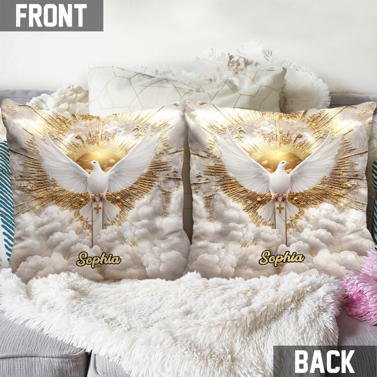 Dove Of Peace - Personalized Christian Throw Pillow