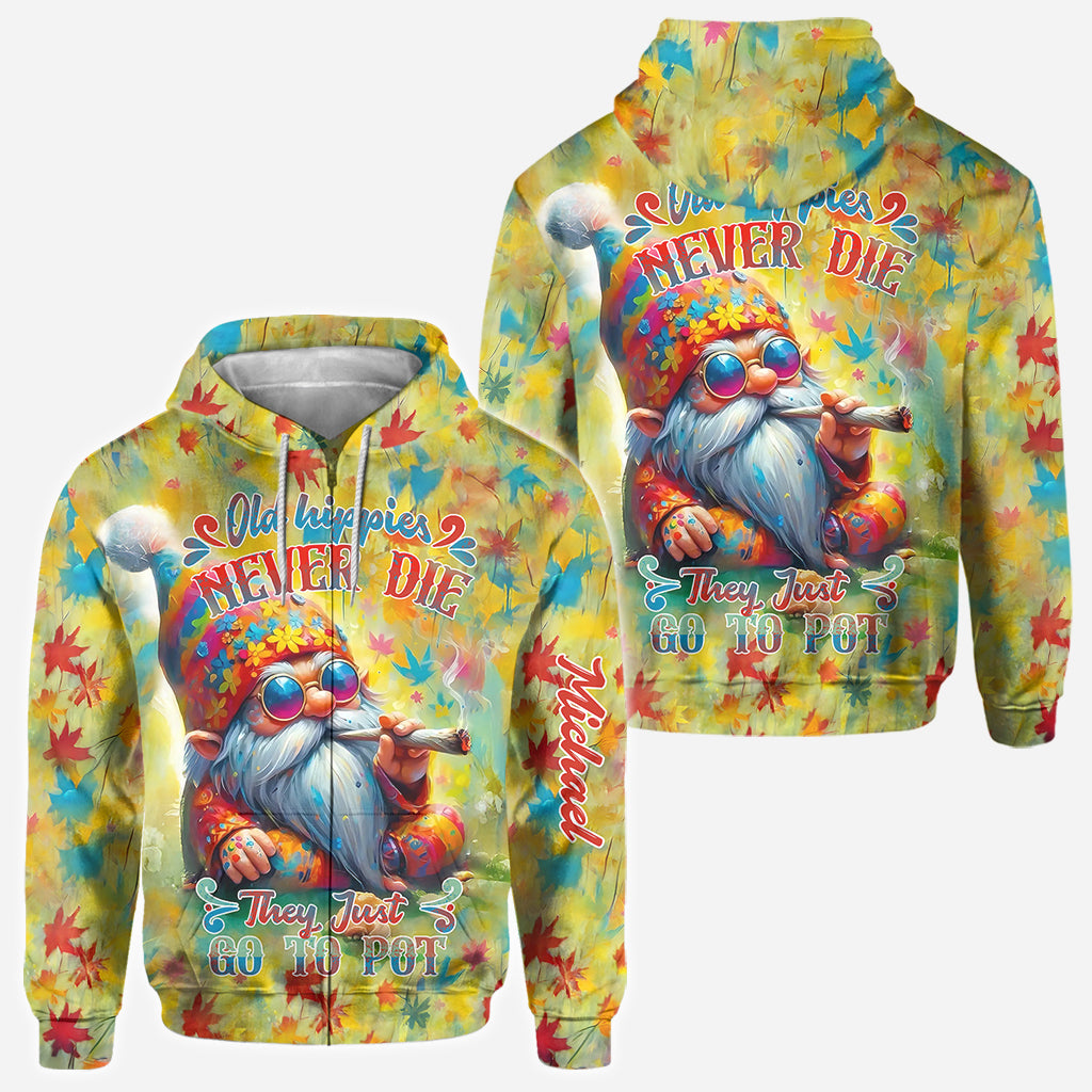 Les vieux hippies ne meurent jamais, ils finissent juste par se défoncer - T-shirt hippie personnalisé