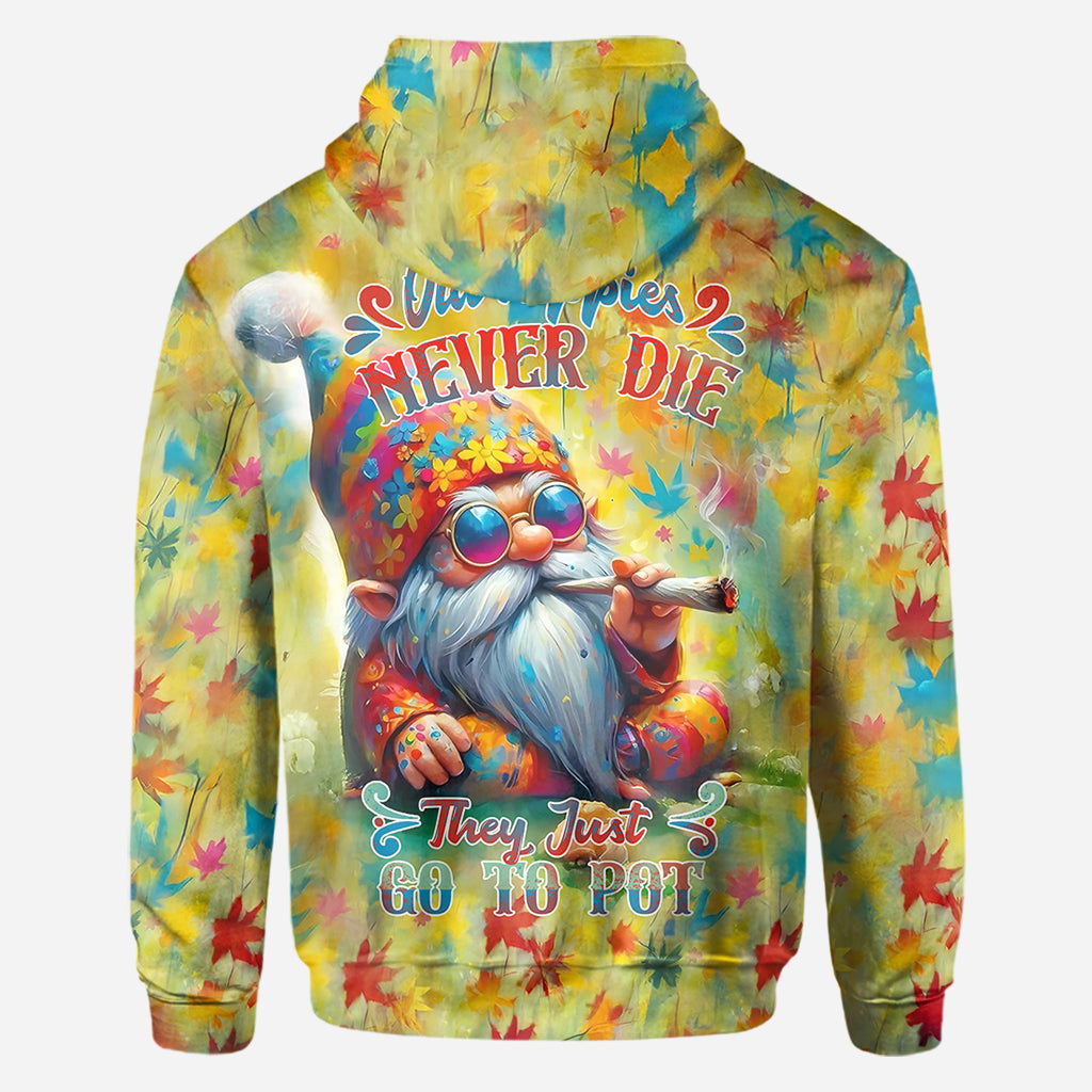 Les vieux hippies ne meurent jamais, ils finissent juste par se défoncer - T-shirt hippie personnalisé