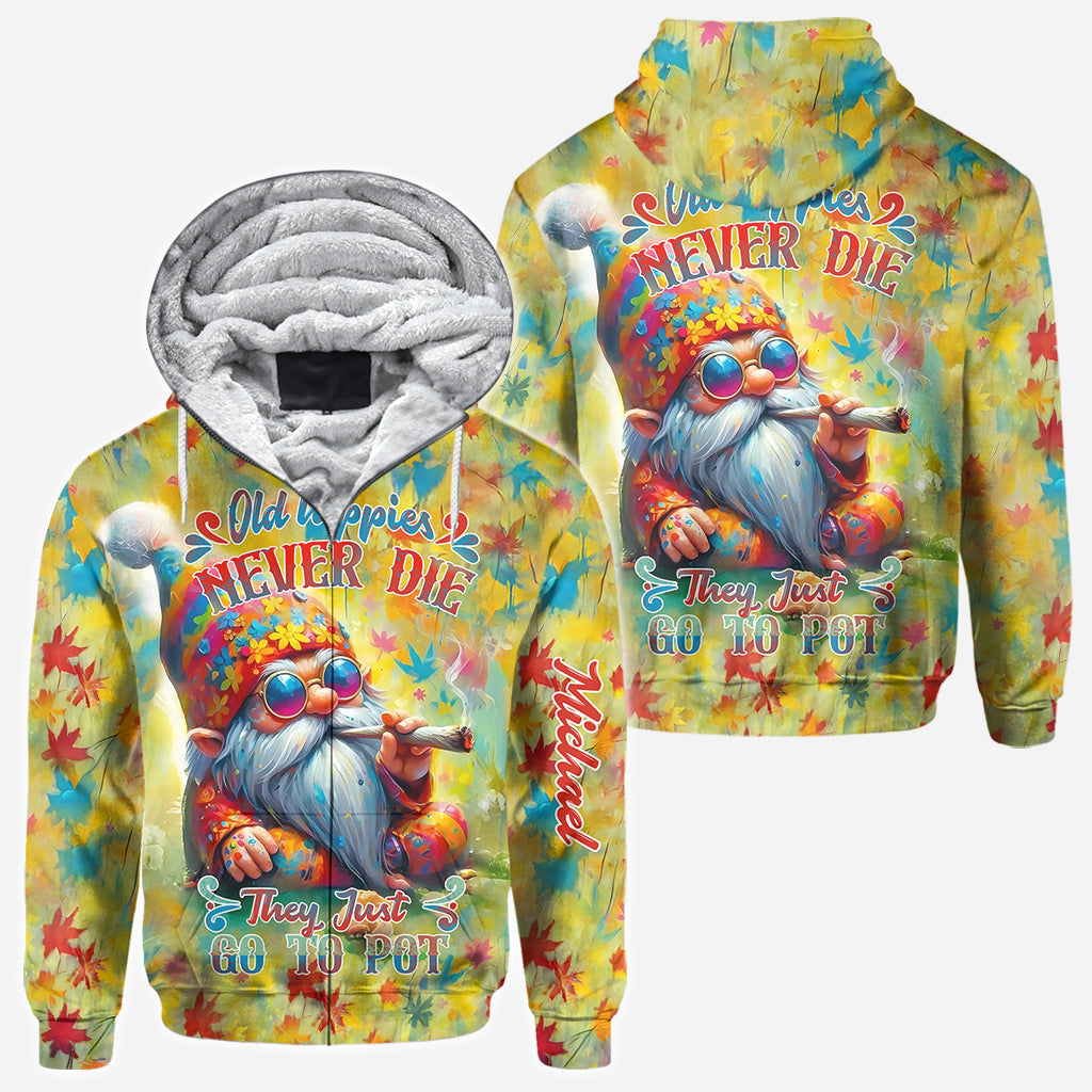 Les vieux hippies ne meurent jamais, ils finissent juste par se défoncer - T-shirt hippie personnalisé