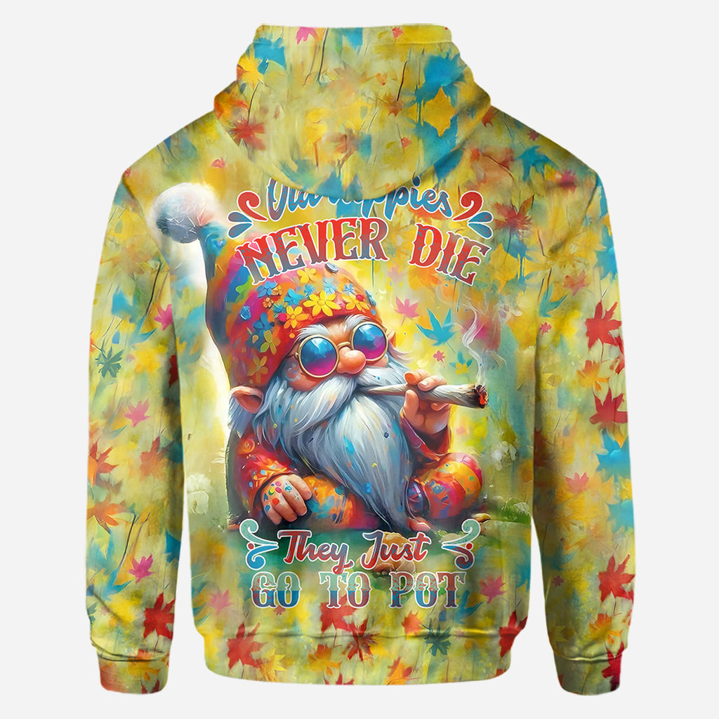 Les vieux hippies ne meurent jamais, ils finissent juste par se défoncer - T-shirt hippie personnalisé