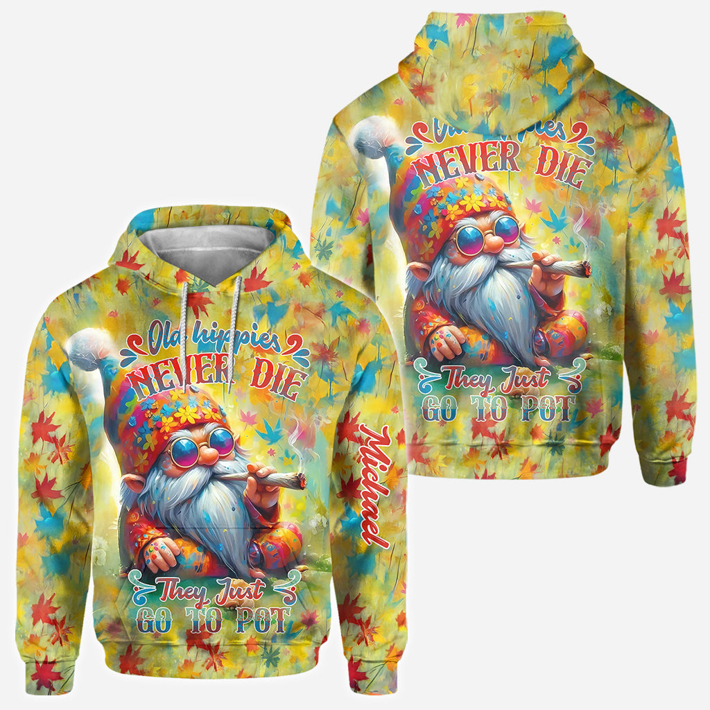 Les vieux hippies ne meurent jamais, ils finissent juste par se défoncer - T-shirt hippie personnalisé