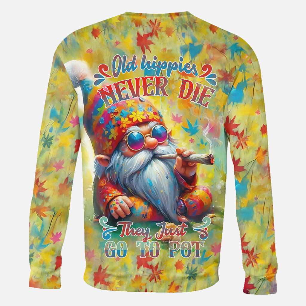 Les vieux hippies ne meurent jamais, ils finissent juste par se défoncer - T-shirt hippie personnalisé