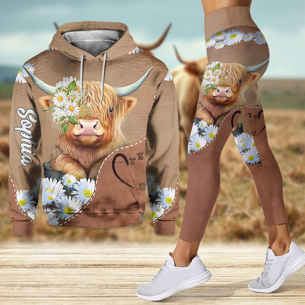 J'adore les vaches des Highlands ! - Sweat à capuche et legging personnalisés avec motif vache des Highlands