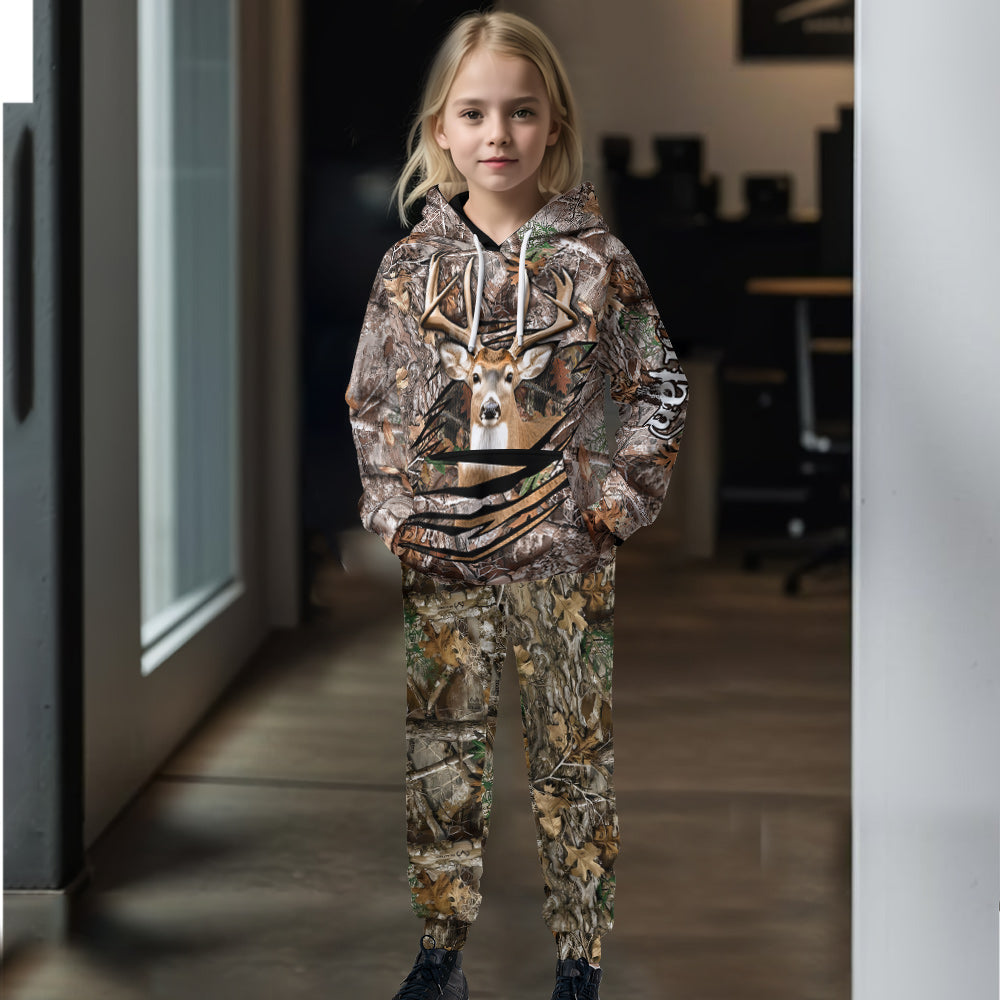 Passionné de chasse - Sweat à capuche et pantalon de jogging personnalisés pour enfant