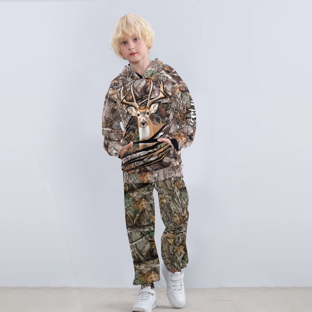 Passionné de chasse - Sweat à capuche et pantalon de jogging personnalisés pour enfant