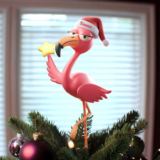 Flamant rose humoristique - Décoration de sapin personnalisée - Flamant rose