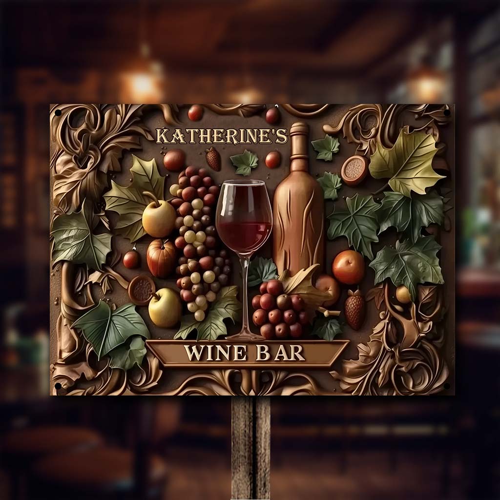 Welcome To The Wine Bar - Personalized Wine Rectangle Metal Sign
