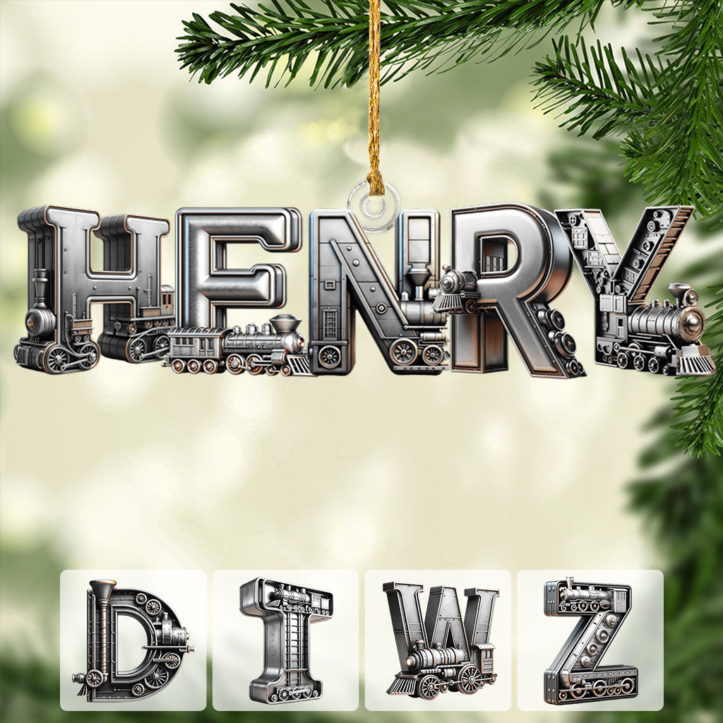 Train Alphabet Letter - Personalized Kid Transparent Ornament