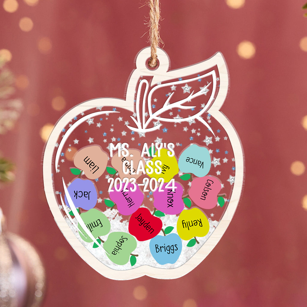 Merci de m'avoir aidé à grandir - Ornement à secouer personnalisé à 3 couches pour enseignant