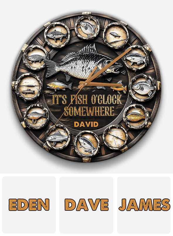 It's Fish Oclock Somewhere - Personalized Fishing Wall Clock