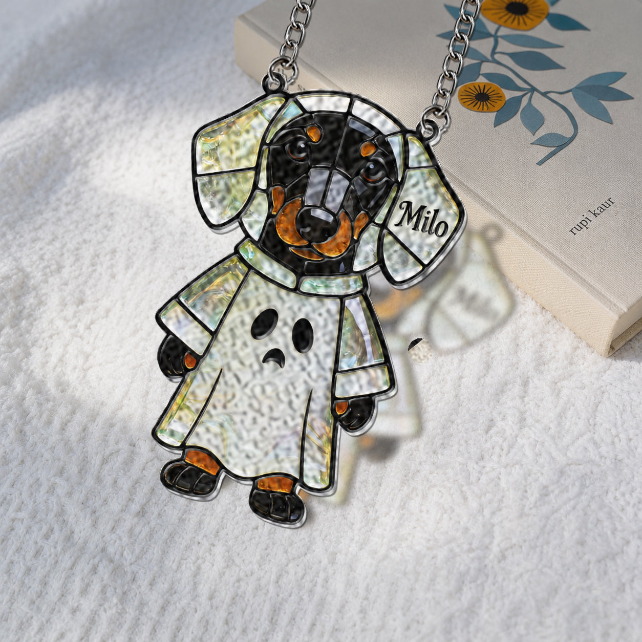 Pet Halloween - Personalized Dachshund Long Hair 3D Printed Glass Suncatcher