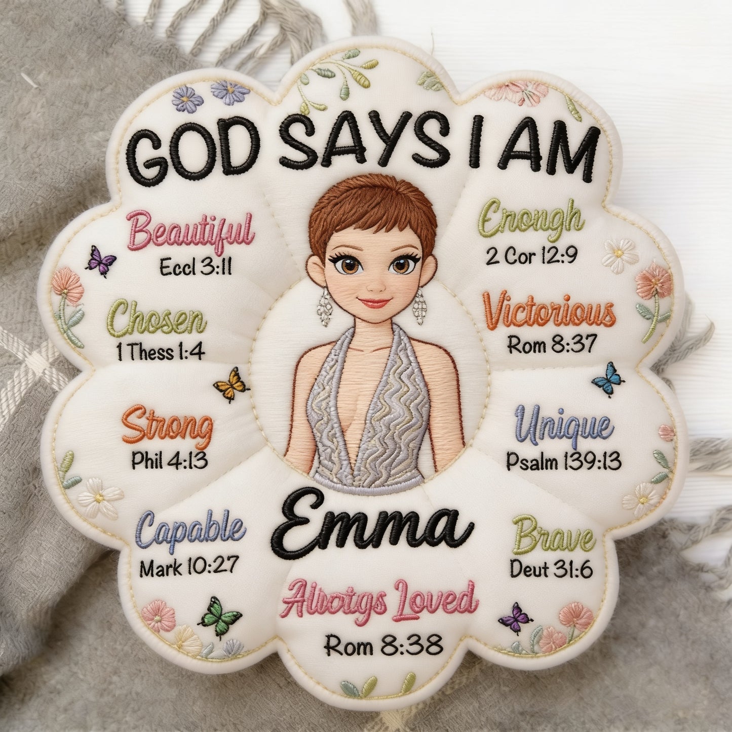 God Says I Am - Affirmation Gift - Personalized Kid Faux Fur Shaped Pillow