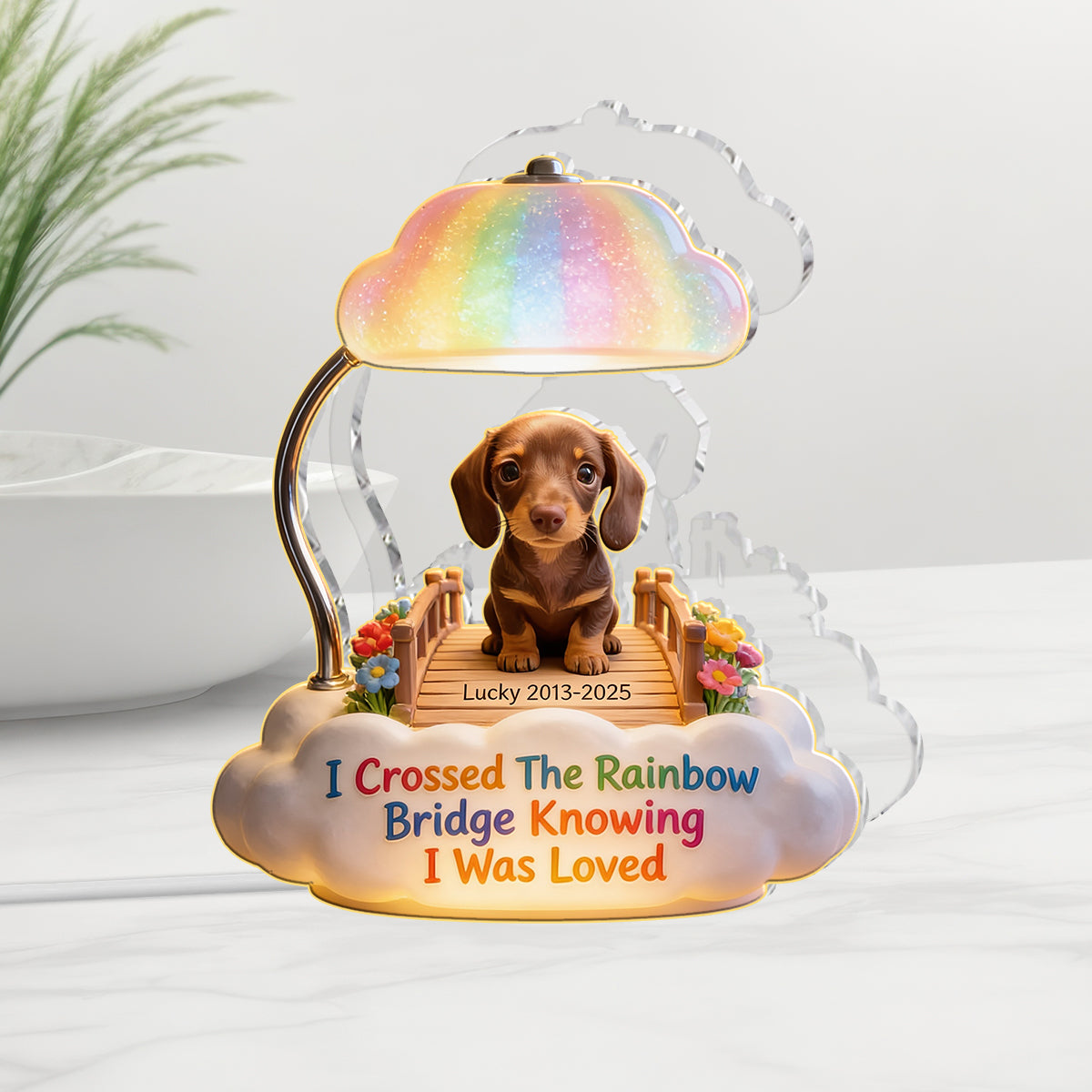 I Crossed The Rainbow Bridge - Personalized Adult German Shepherd Acrylic LED Night Light