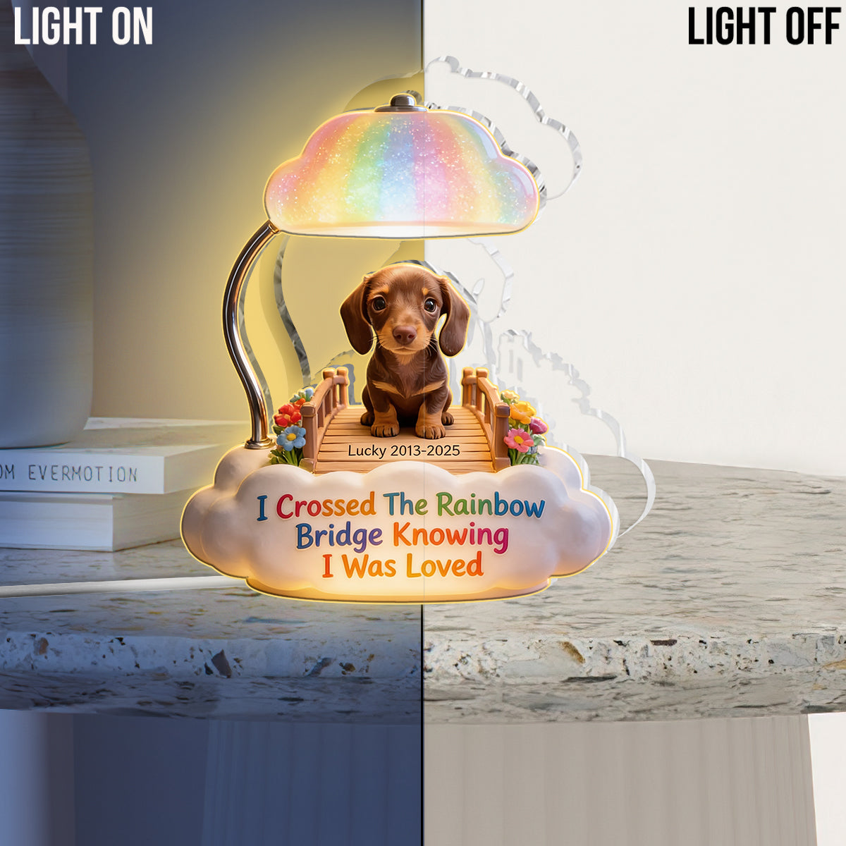 I Crossed The Rainbow Bridge - Personalized Adult German Shepherd Acrylic LED Night Light