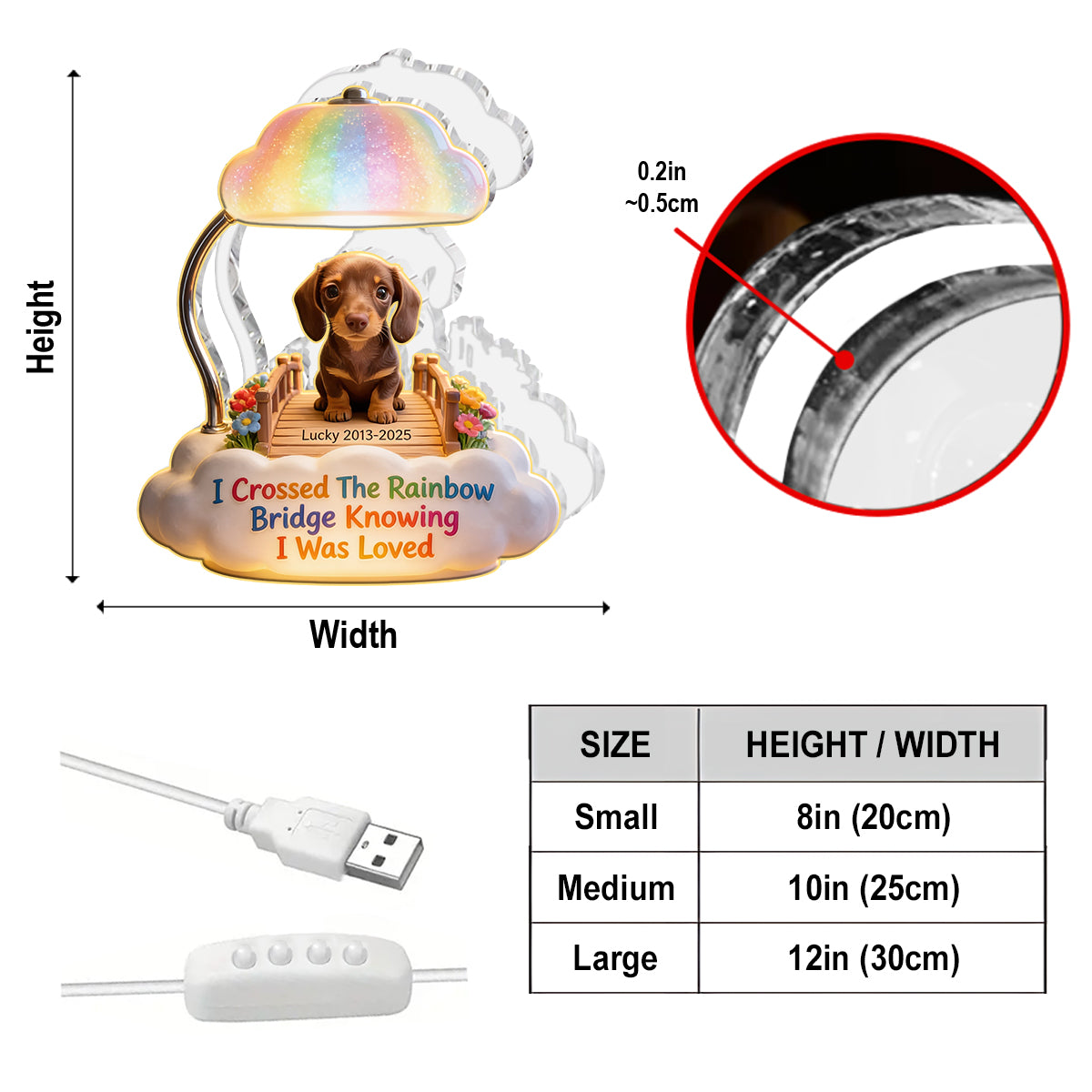 I Crossed The Rainbow Bridge - Personalized Adult German Shepherd Acrylic LED Night Light