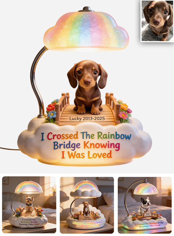 J'ai traversé le pont arc-en-ciel - Lampe de nuit LED acrylique personnalisée pour Labrador Retriever jaune
