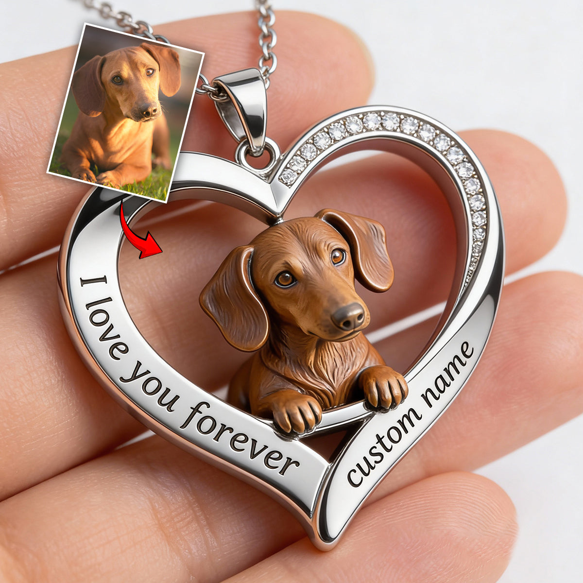 Personnalisé à partir de n'importe quelle photo - Pendentif en métal en forme de Border Collie noir et blanc