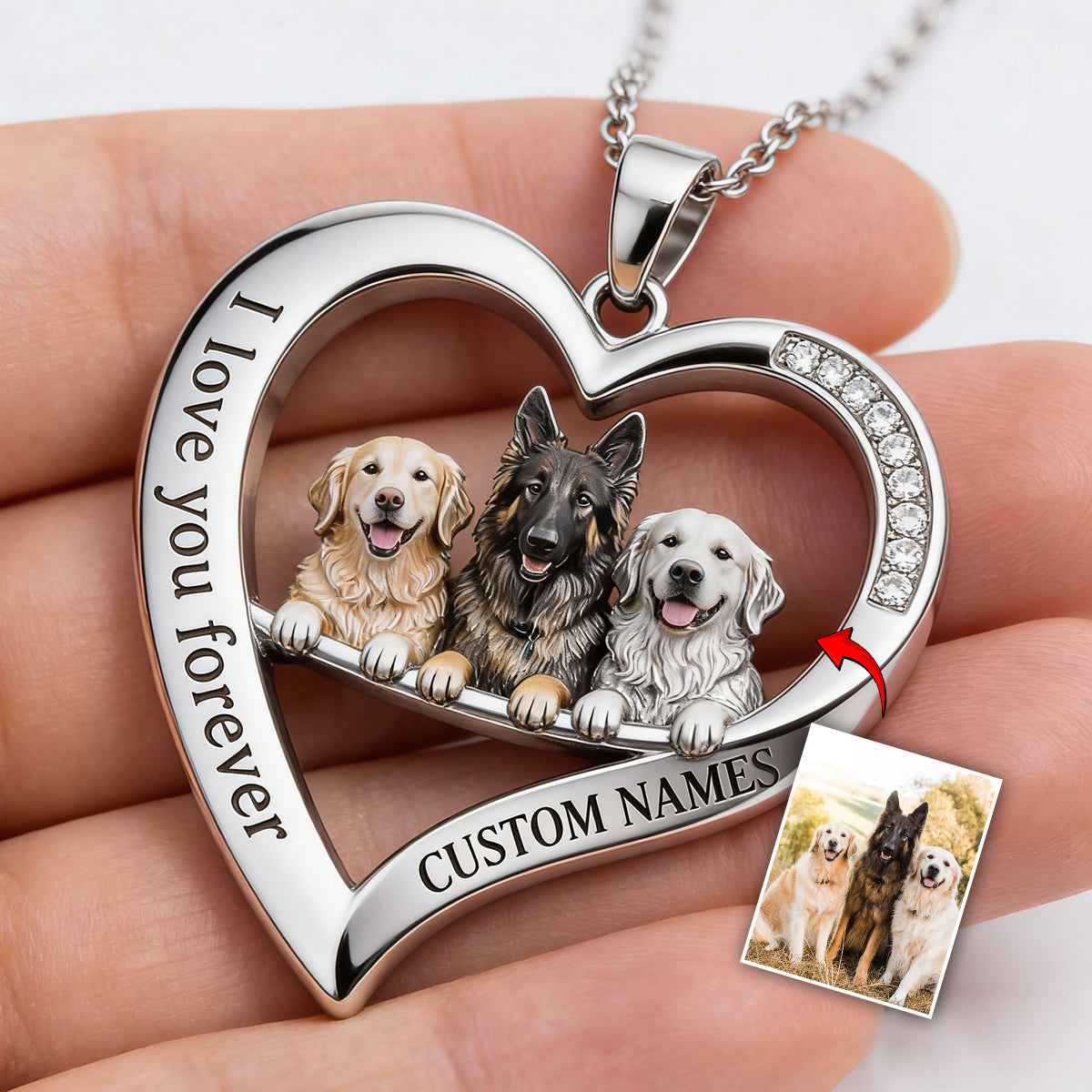 Personnalisé à partir de n'importe quelle photo - Collier en métal en forme de caniche moelleux
