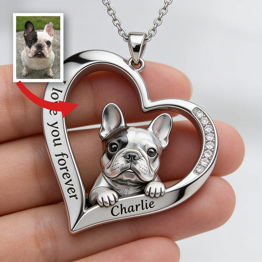 Personnalisé à partir de n'importe quelle photo - Collier pendentif en métal en forme de Bulldog Français