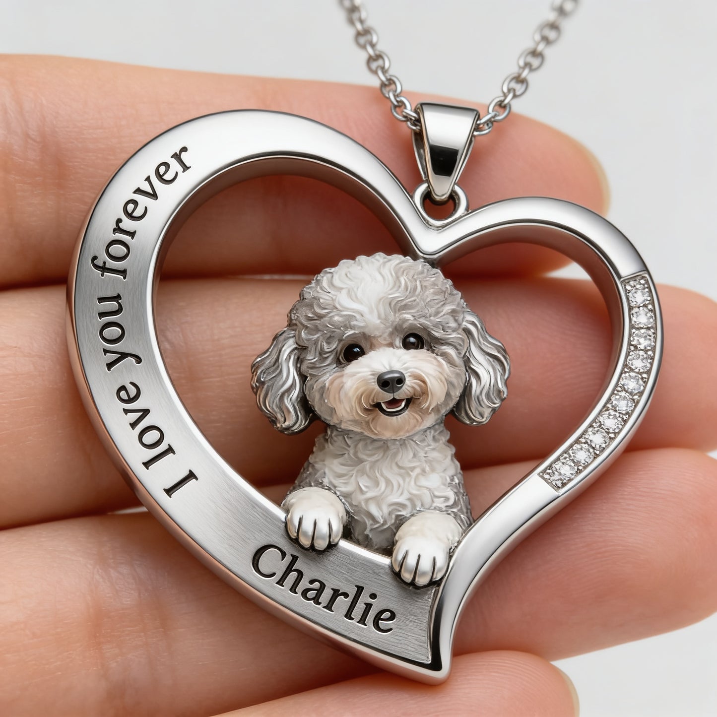 Personnalisé à partir de n'importe quelle photo - Collier en métal en forme de caniche moelleux