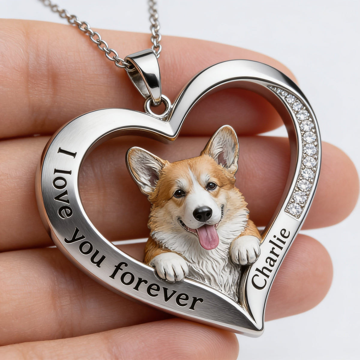 Custom From Any Photo - Personalized Welsh Corgi Shaped Metal Pendant Necklace