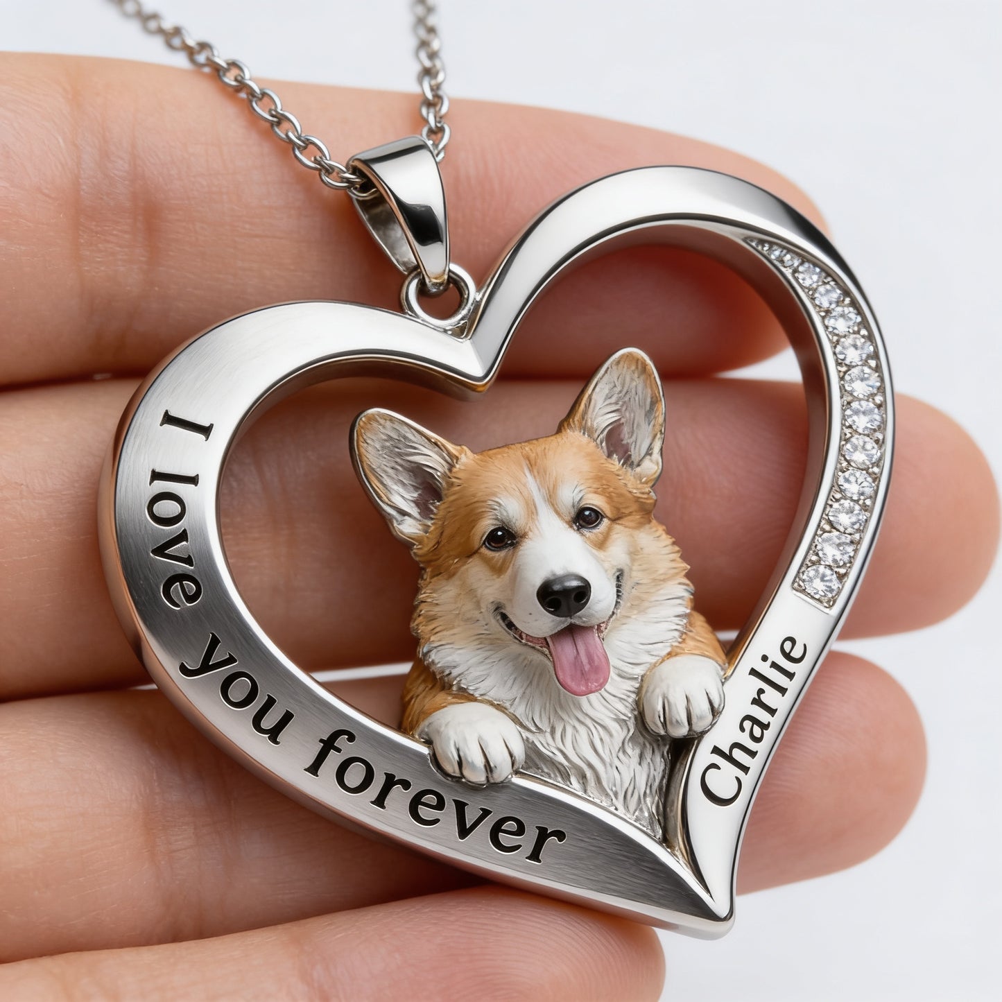 Custom From Any Photo - Personalized Welsh Corgi Shaped Metal Pendant Necklace