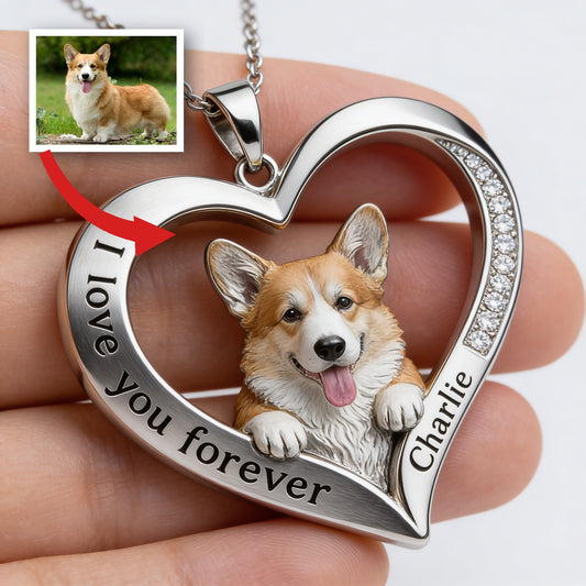 Personnalisé à partir de n'importe quelle photo - Collier pendentif en métal en forme de Welsh Corgi