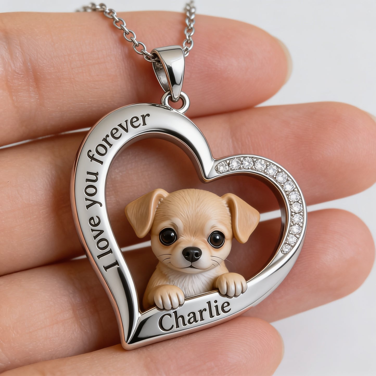 Personnalisé à partir de n'importe quelle photo - Collier en métal en forme de chiot Chihuahua