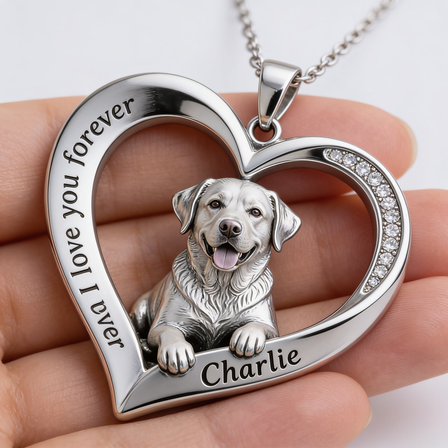 Custom From Any Photo - Personalized Silver Labrador Retriever Metal Pendant Necklace