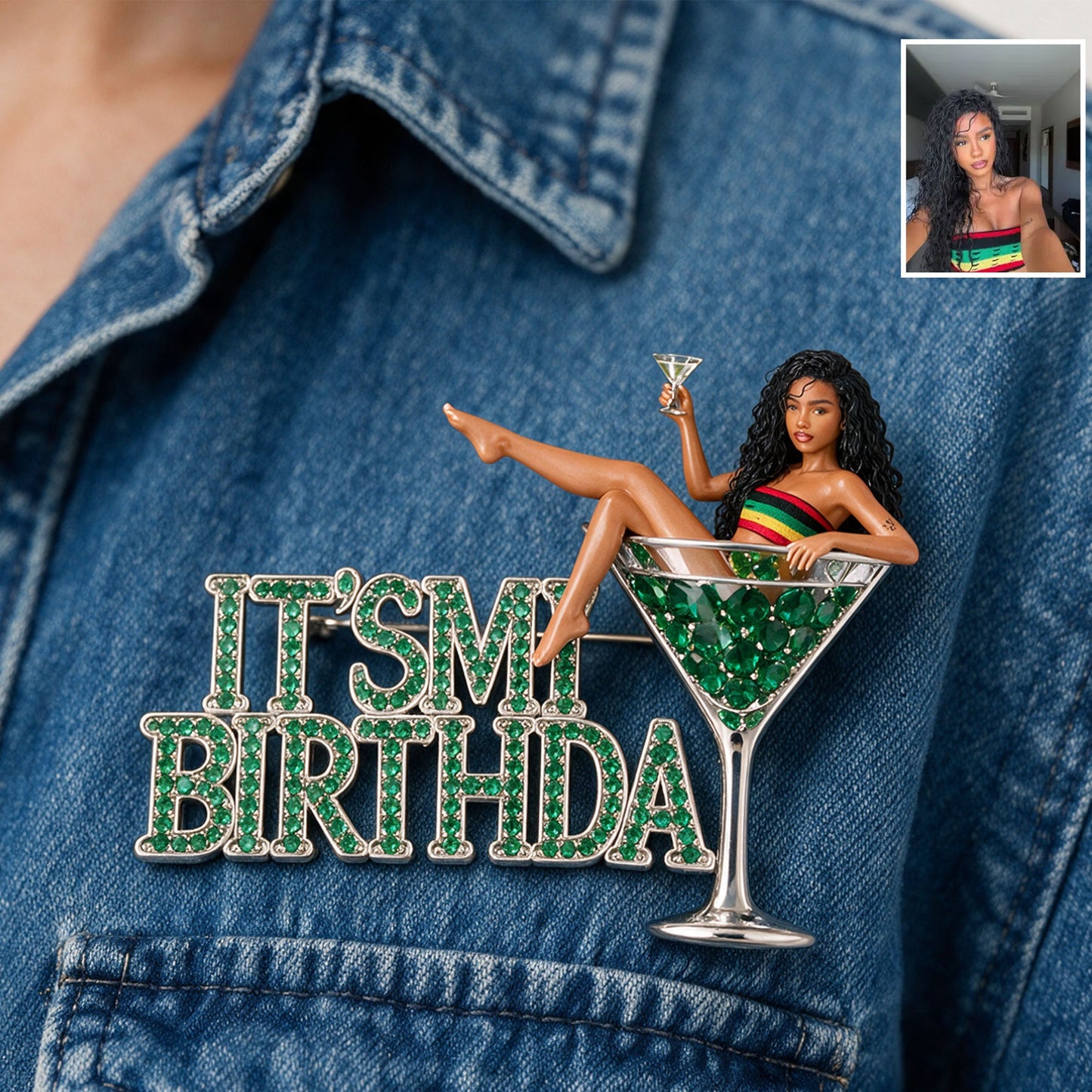 C'est Mon Anniversaire - Épinglette Émaillée Personnalisée Femme 3D