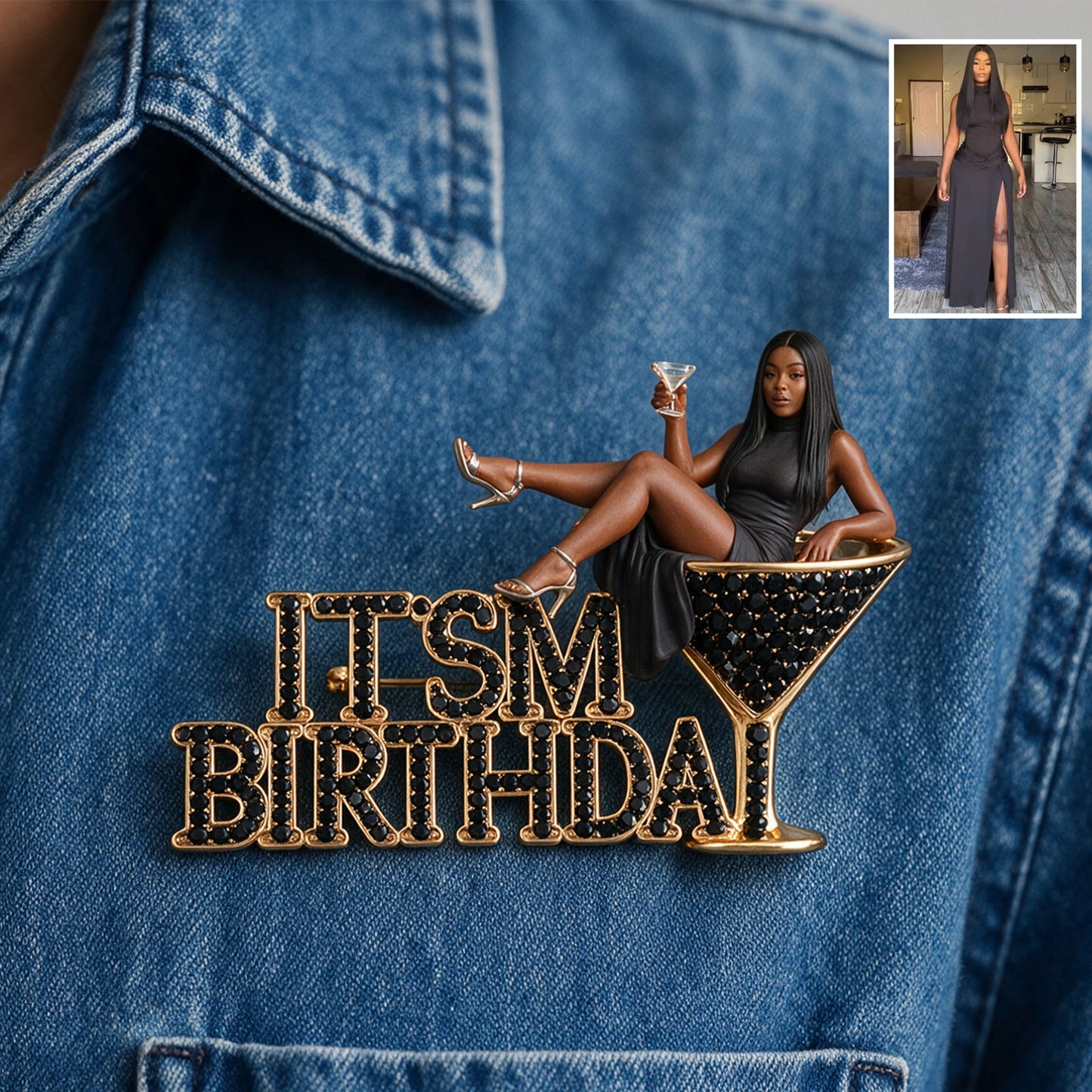 C'est Mon Anniversaire - Épinglette Émaillée Personnalisée Femme 3D