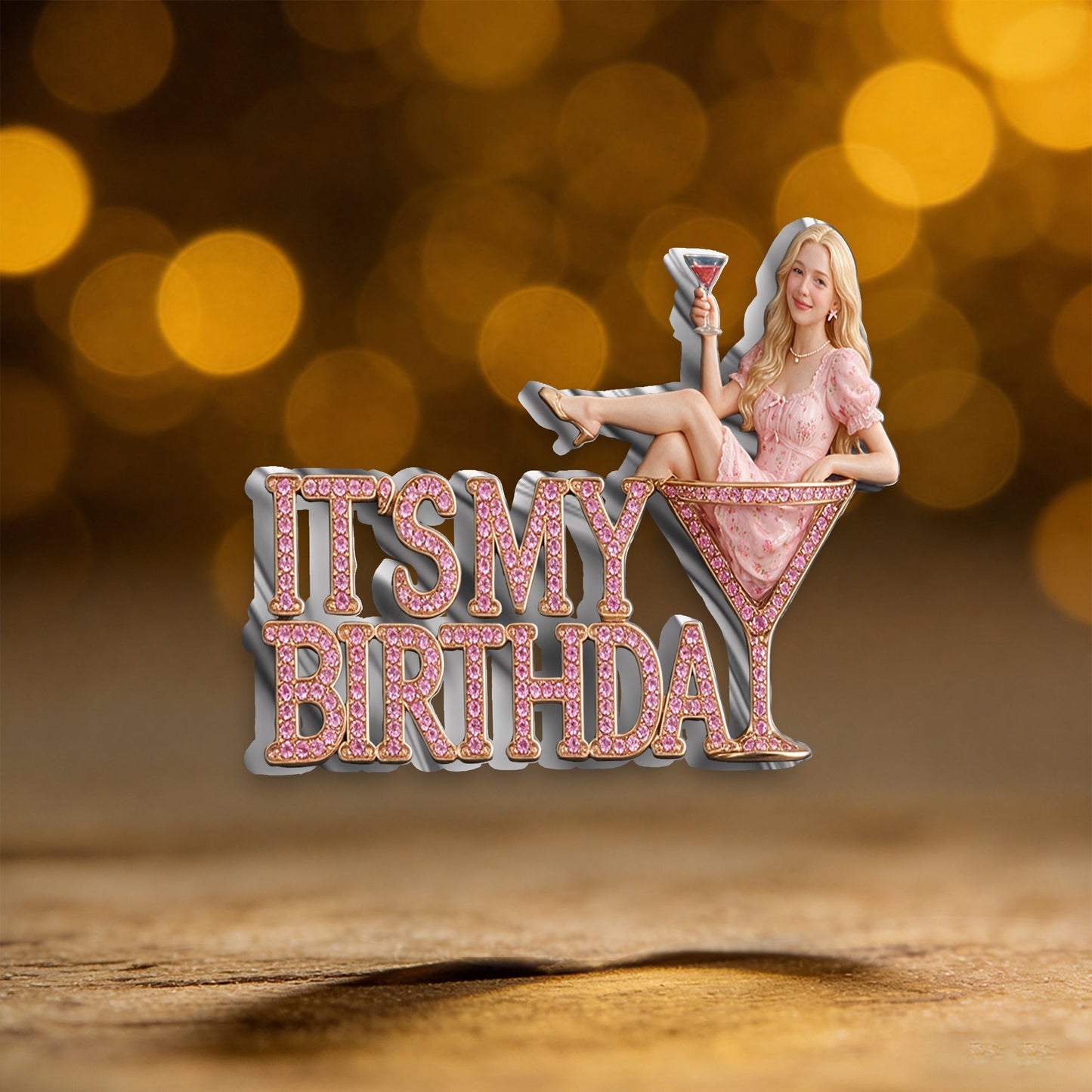 C'est Mon Anniversaire - Épinglette Émaillée Personnalisée Femme 3D
