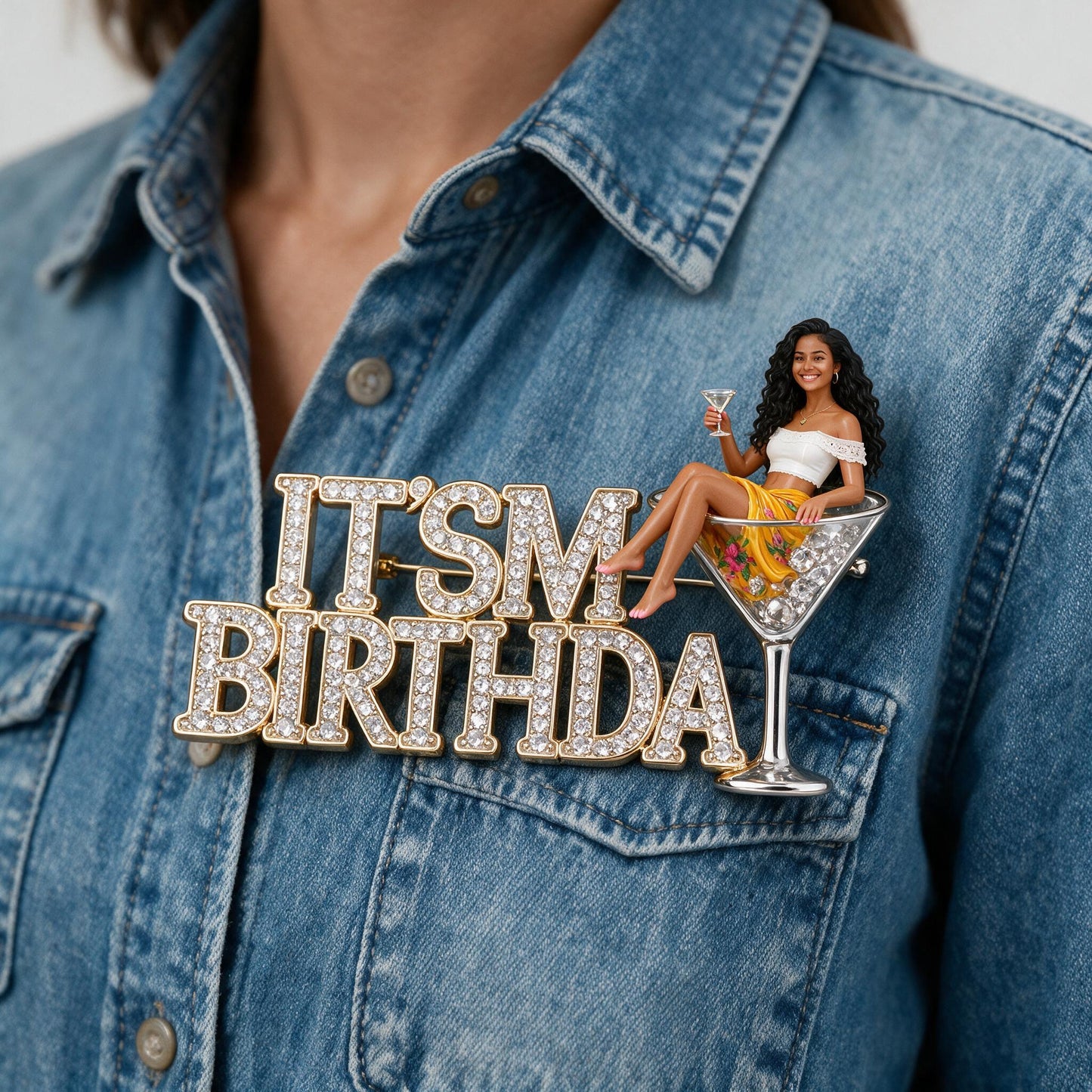 C'est Mon Anniversaire - Épinglette Émaillée Personnalisée Femme 3D