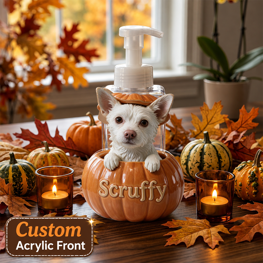 Personalized Yellow Labrador Retriever Pumpkin Peekaboo Soap Dispenser, Cute Fall Decor Gift for Dog Lovers