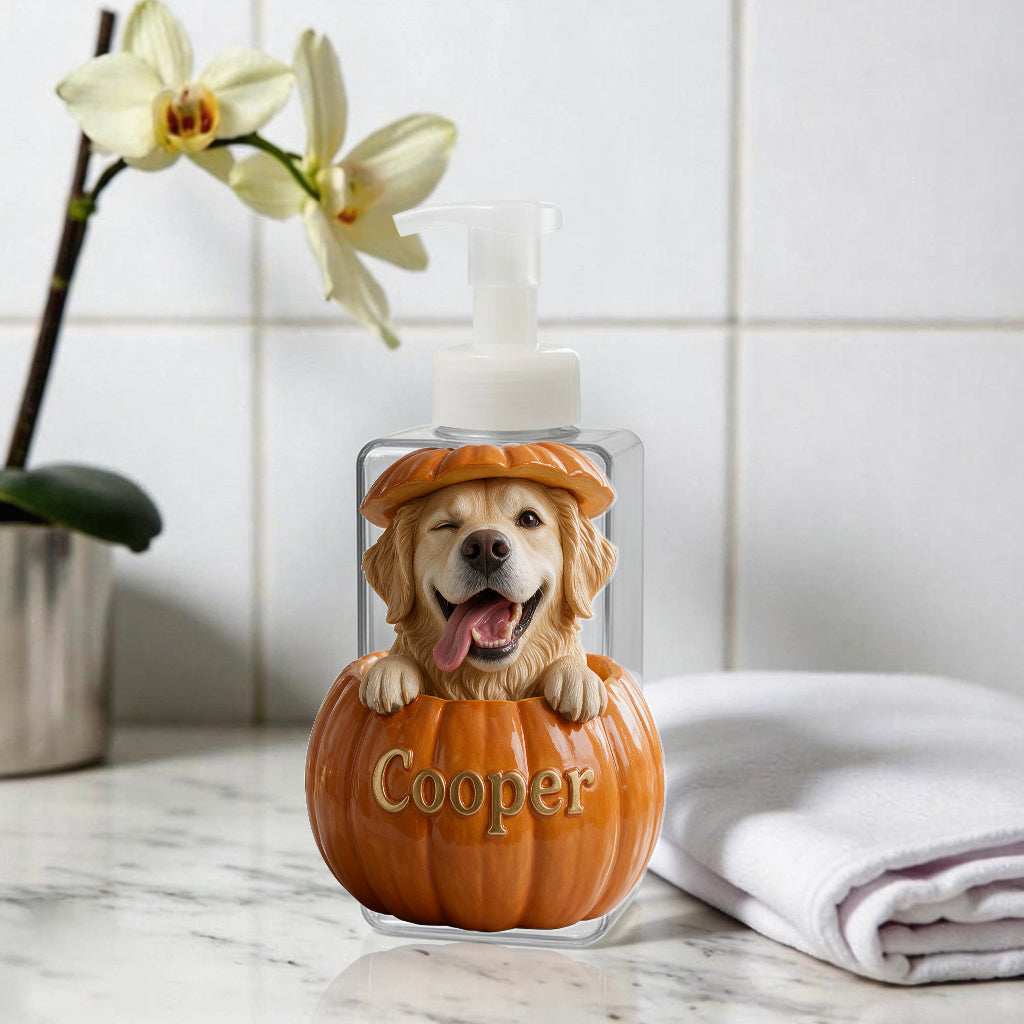 Personalized Peekaboo Tan Chihuahua Pumpkin Soap Dispenser | Cute Fall Halloween Dog Lover Home Decor Gift