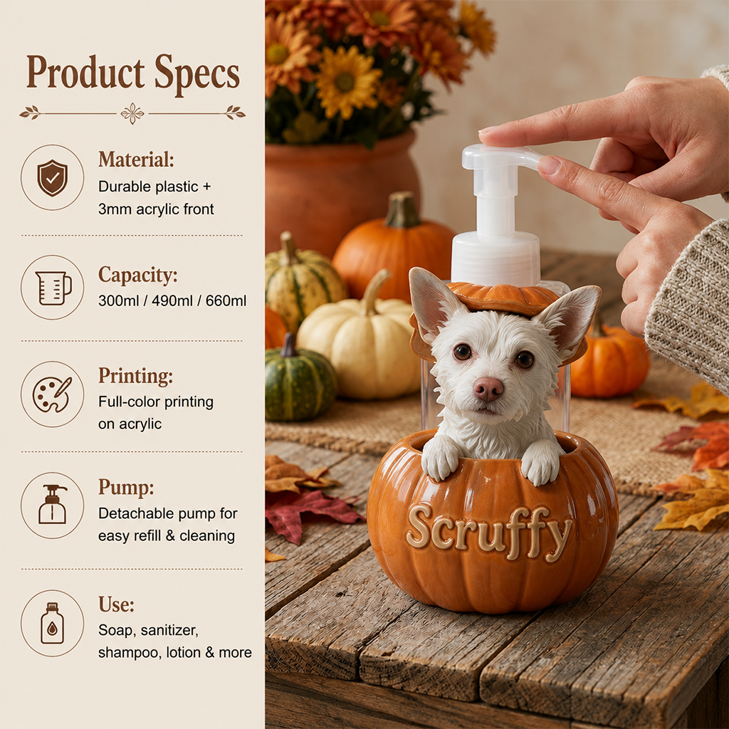 Personalized Peekaboo Shiba Inu Pumpkin Soap Dispenser Cute Fall Home Decor Dog Lover Gift