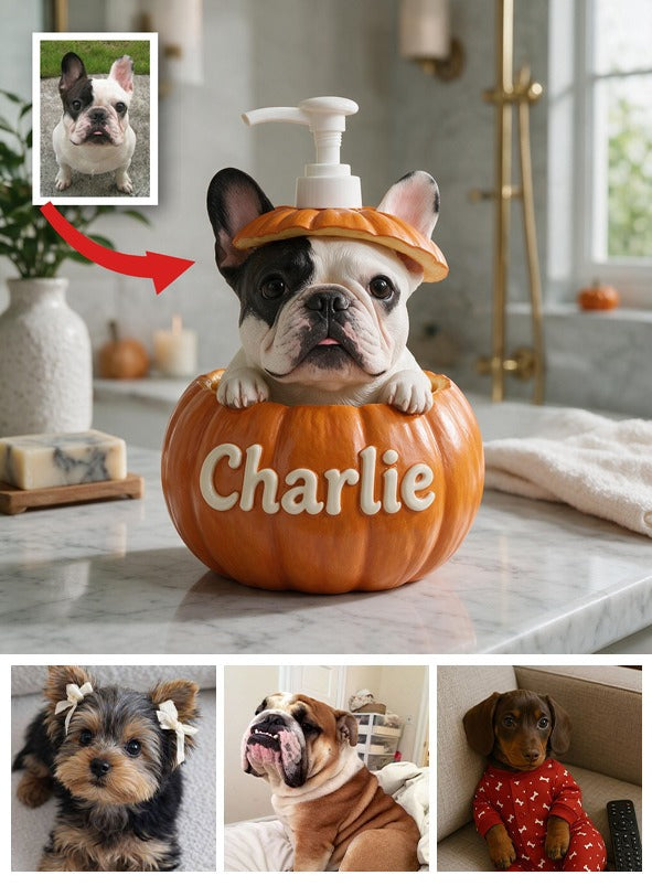 Personalized Blue-Eyed Siberian Husky Pumpkin Peek Soap Pump Dispenser Fall Halloween Dog Lover Gift