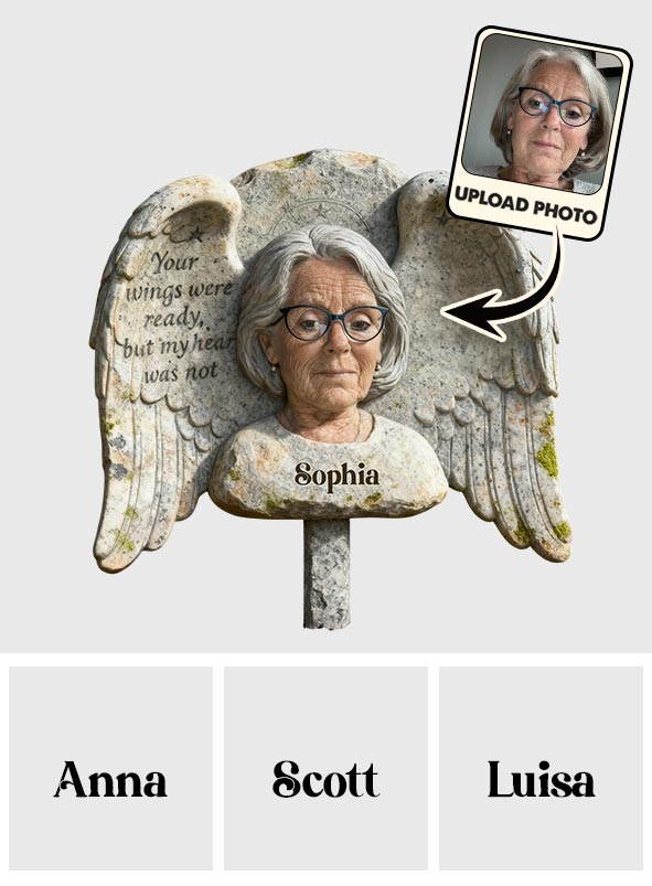 Your Wings Were Ready Personalized Girl Memorial Angel Acrylic Garden Plaque, Bereavement Sympathy Remembrance Gift