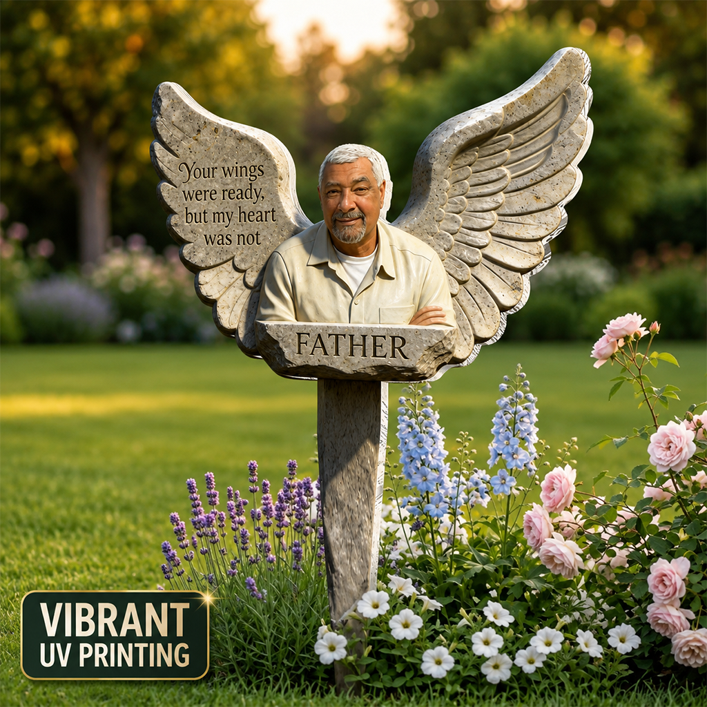 Personalized Black Baby Angel Memorial Garden Sign 'Your Wings Were Ready' Custom Child Loss Remembrance Acrylic Plaque