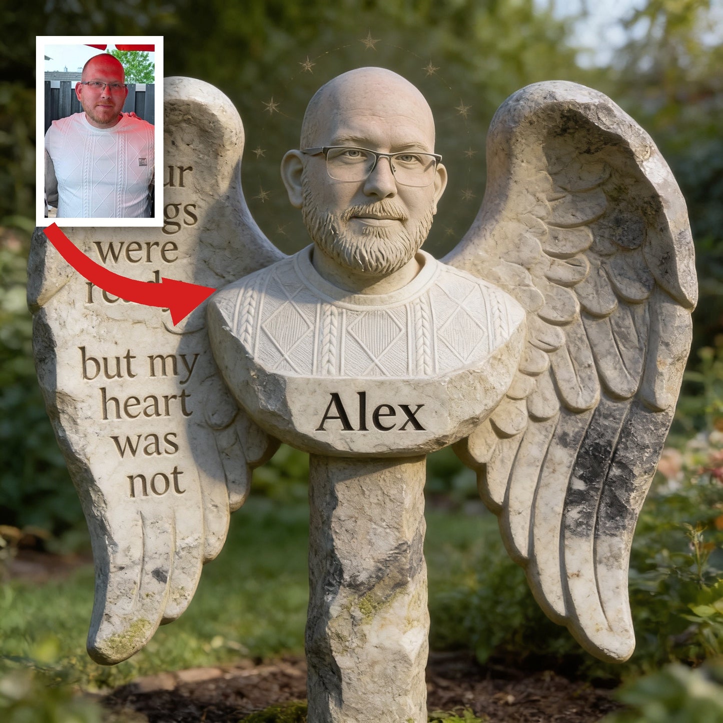 Personalized Man Memorial Acrylic Garden Plaque 'Your Wings Were Ready' Bereavement Remembrance Sympathy Gift