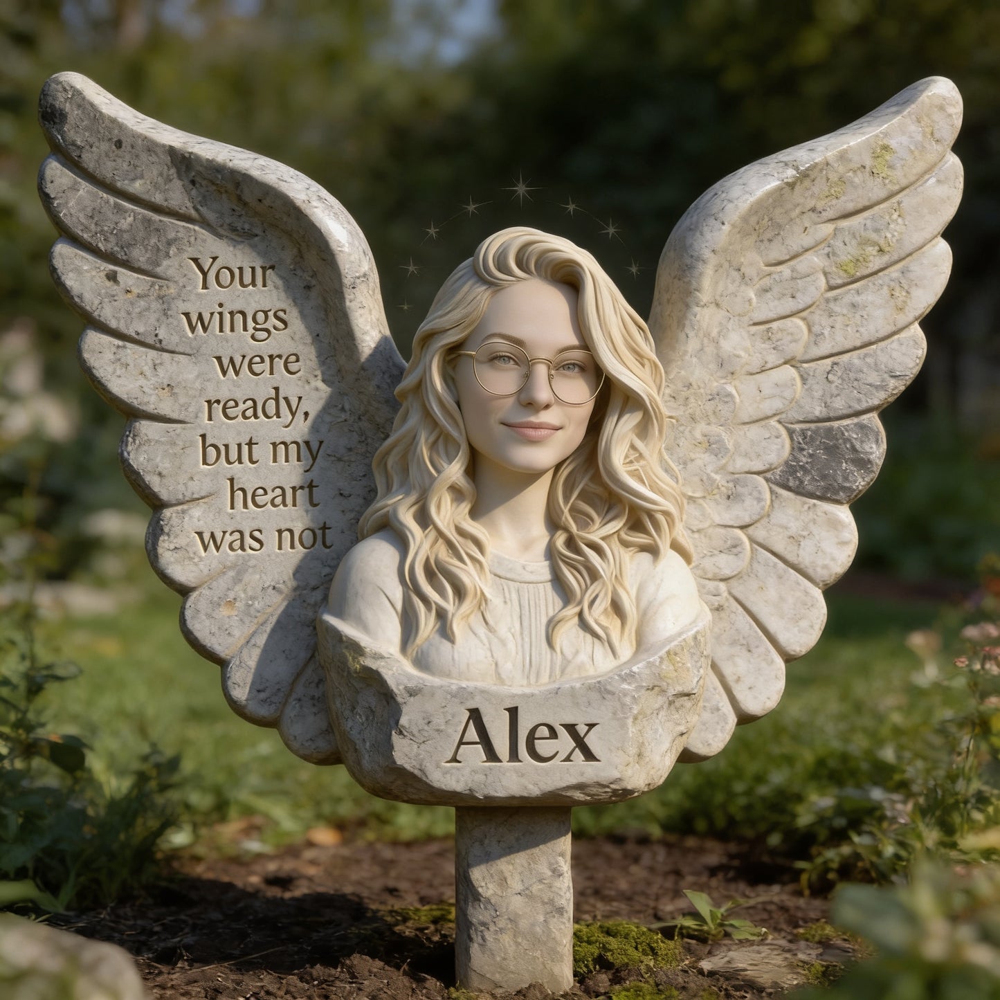 Your Wings Were Ready Personalized Girl Memorial Angel Acrylic Garden Plaque, Bereavement Sympathy Remembrance Gift