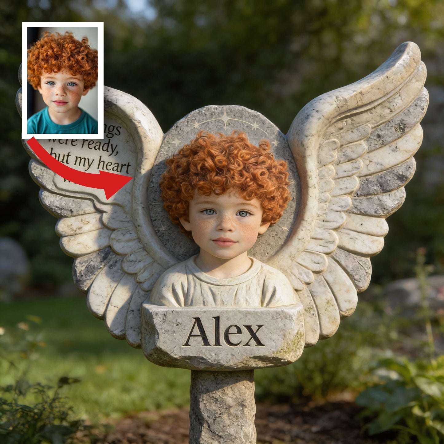 Personalized Child Memorial Angel Acrylic Garden Plaque 'Your Wings Were Ready' Bereavement Remembrance Keepsake Gift