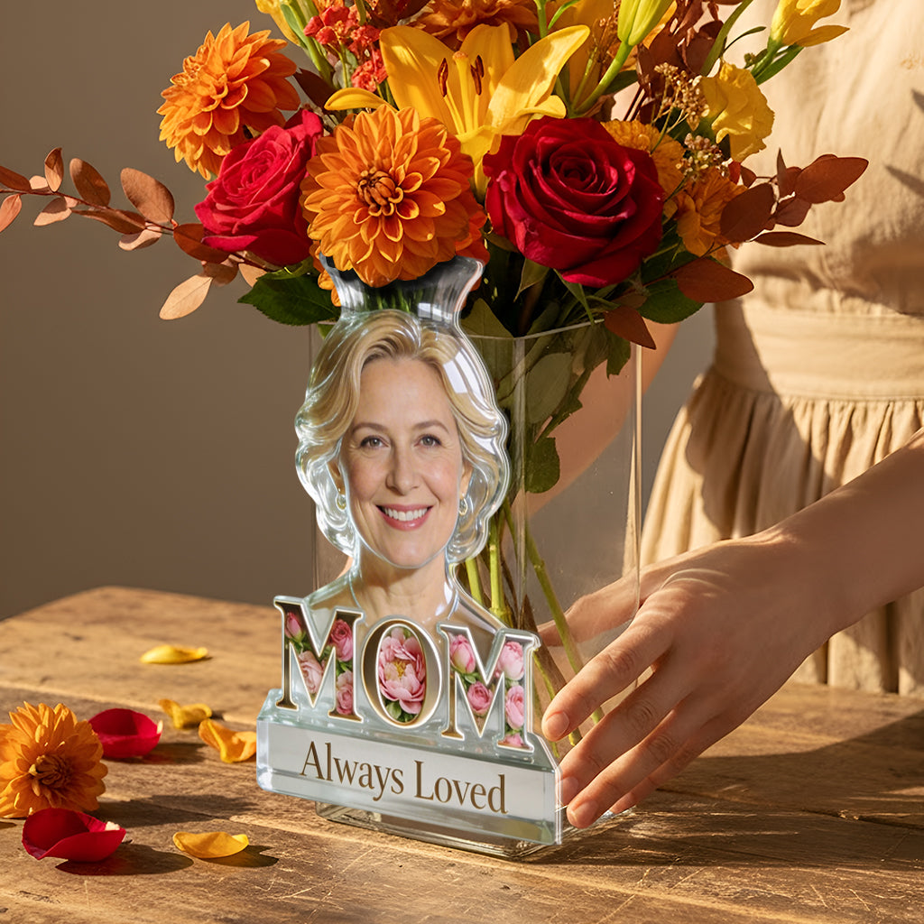 Personalized Elderly Gray Haired Mom Acrylic Flower Pot, Thoughtful Mother's Day Keepsake Gift for Mom Grandma Home Floral Display Decor