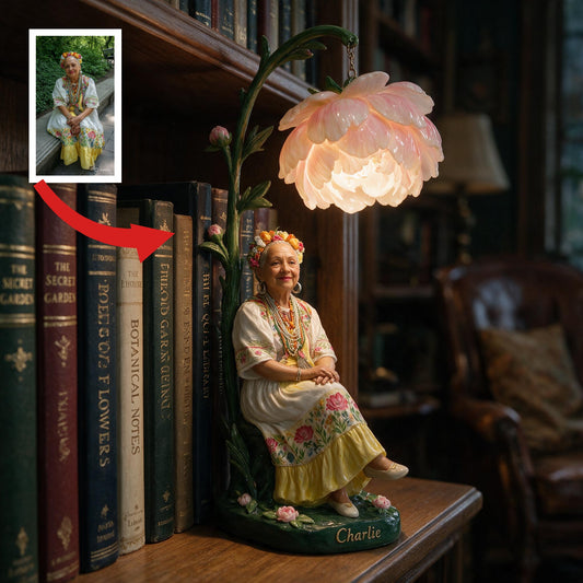 Lampe de bibliothèque personnalisée avec couronne de fleurs pour les amoureux des livres