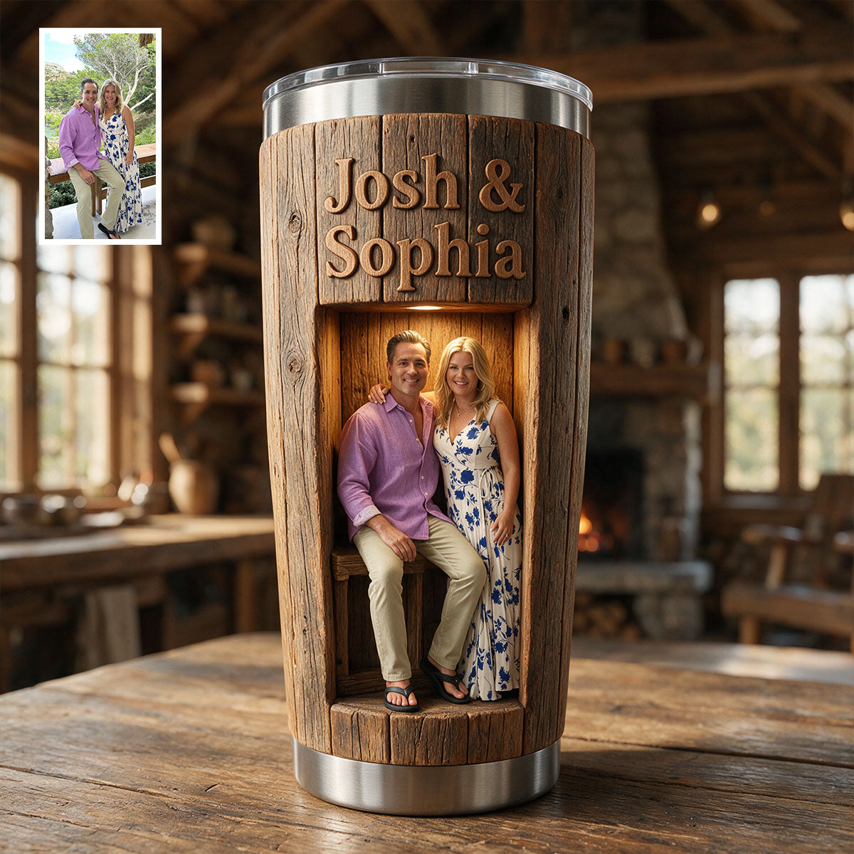 Personalized Rustic 3D Carved Young Latin Couple Tumbler - 'You & Me We Got This' Romantic Anniversary Gift for Partners