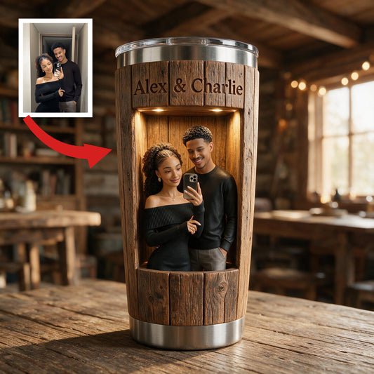 Tasse Personnalisée Rustique 3D Jeune Couple Noir - 'Toi & Moi On Gère' Cadeau Anniversaire Romantique