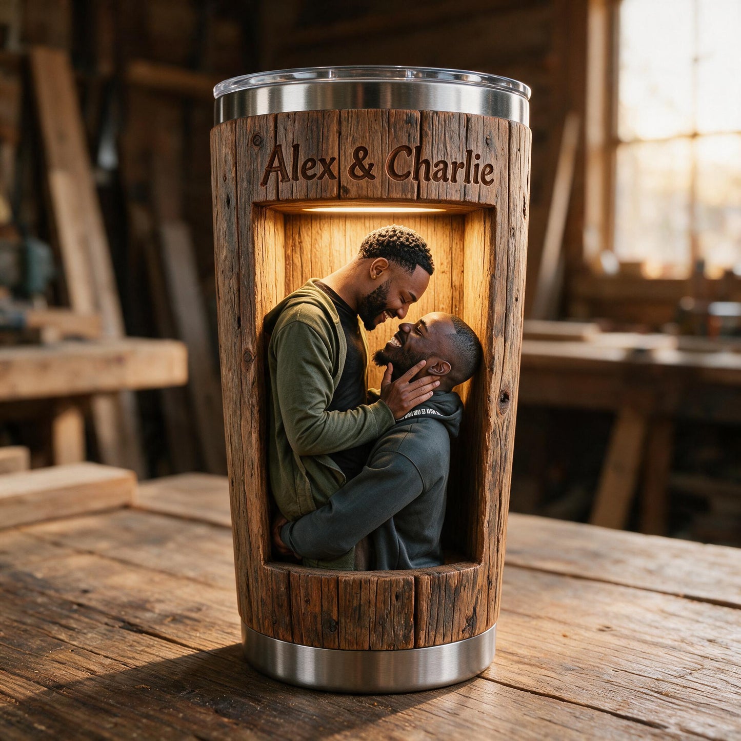 Personalized LGBT Black Couple Tumbler 'You & Me We Got This' Custom Gift for Gay Partner Anniversary Pride Everyday Drinkware